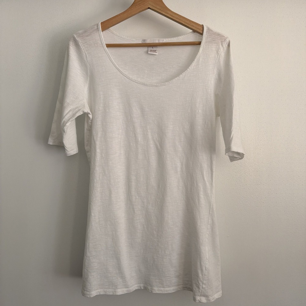 Lucy & Laurel Women Tunic T-Shirt White  Short Sleeve Extra Sz  L Cotton